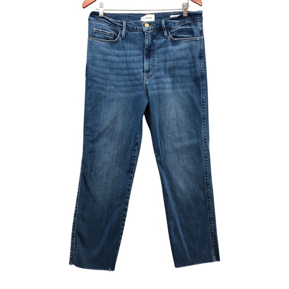 Frame Denim - Frame Le Sylvie Slender Straight Jeans Womens 31 12Blue Raw Hem LSYCRA865